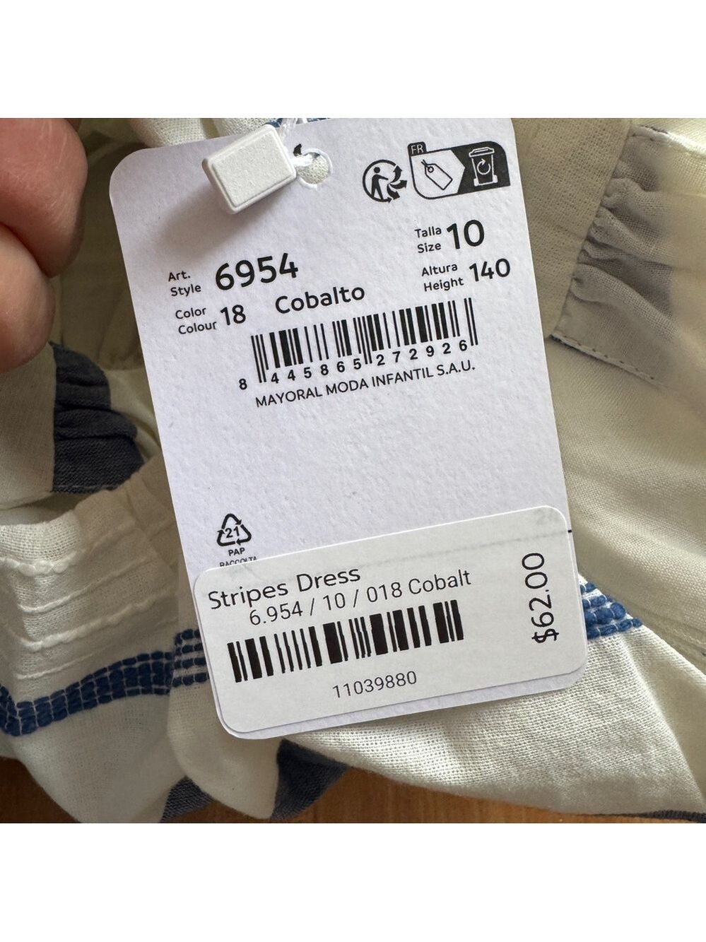 Mayoral summer blue and white striped halter style size 10 nwt - Picture 10 of 11